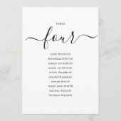 Elegant Zwarte Script Tafelnummer 4 Zitplaatskaart (Voorkant)