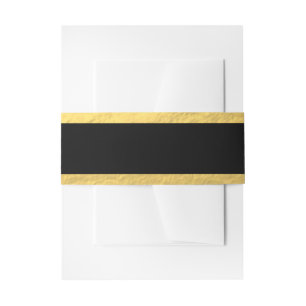Elegant zwarte stripes Gold Foil bedrukt Uitnodigingen Wikkel