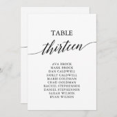 Elegant zwarte tabel nummer 13 kaart (Voorkant / Achterkant)