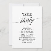 Elegant zwarte tabel nummer 30 Zitdiagram Kaart (Voorkant)