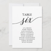 Elegant zwarte tabel nummer 6 kaart (Voorkant)