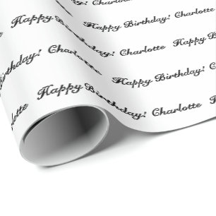 Elegant zwarte witte de naamverjaardag van het dou cadeaupapier