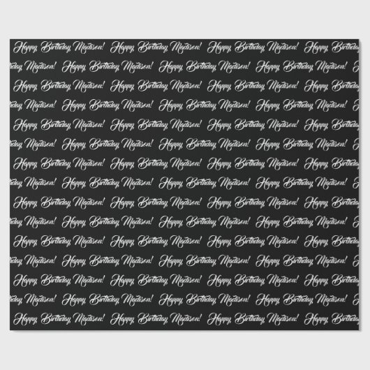 Elegant zwarte witte de naamverjaardag van het dou cadeaupapier (Vlak)