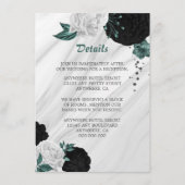 Elegant zwarte witte en blauwgroen bloemen, omhein informatiekaartje (Voorkant)