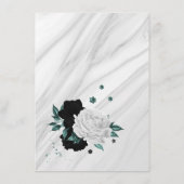 Elegant zwarte witte en blauwgroen bloemen, omhein informatiekaartje (Achterkant)