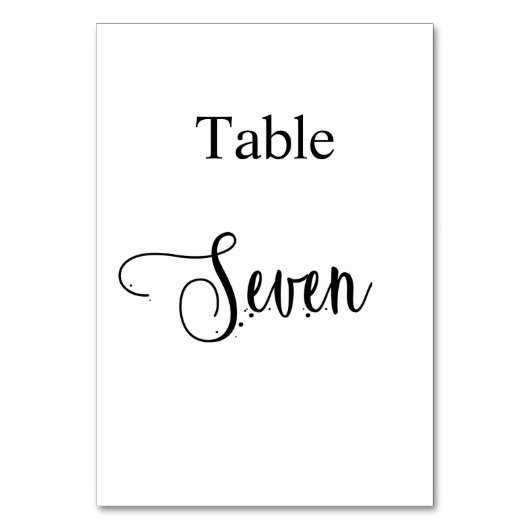 Elegant zwarte witte kalligrafie tabel 7 7 kaart (Achterkant)