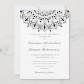 Elegant zwarte witte mandala bruiloft kaart (Voorkant)