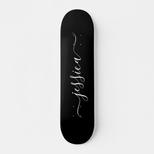 Elegant zwarte witte manuscriptnaam skateboard (Voorkant)
