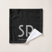 Elegant zwarte witte monogram bad handdoek (Wasdoekje)