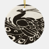 ELEGANT ZWARTE WITTE PEACOCK KERAMISCH ORNAMENT (Voorkant)