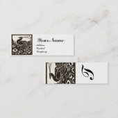 ELEGANT ZWARTE WITTE PEACOCK MONOGRAM MINI VISITEKAARTJE (Voorkant / Achterkant)