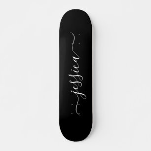 Elegant zwarte witte scriptnaam  skateboard