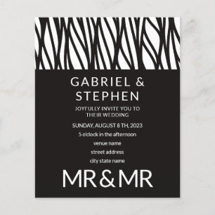 Elegant zwarte witte streep typografie homohuwelij flyer