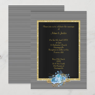 ELEGANT ZWARTE WITTE STRIPE BLUE BOUW WEDING KAART