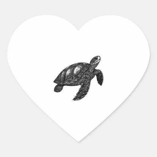 Elegant Zwemmen Oude Water Schildpad Copy Hart Sticker (Voorkant)