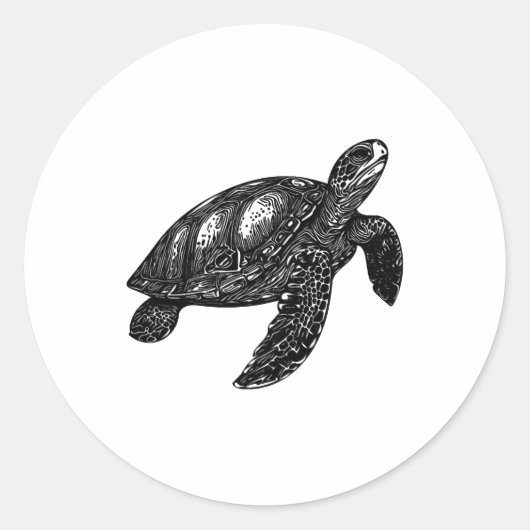 Elegant Zwemmen Oude Water Schildpad Copy Ronde Sticker (Voorkant)