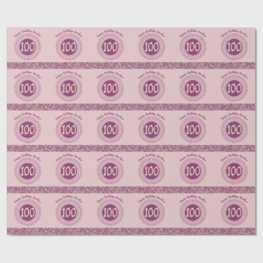 Elegante 100e verjaardag Roos Gouden Glitter & Str Cadeaupapier (Vlak)