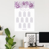 Elegante 10 Tafel Roze Bloemen Trouwstoel Grafiek Poster (Thuiskantoor)
