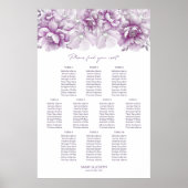 Elegante 10 Tafel Roze Bloemen Trouwstoel Grafiek Poster (Voorkant)