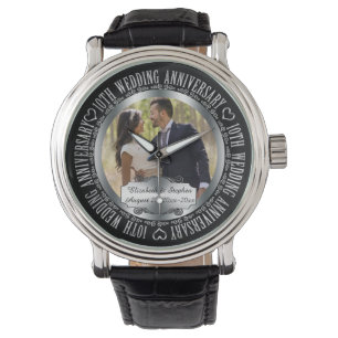 Elegante 10e bruiloft Jubileum foto namen Horloge