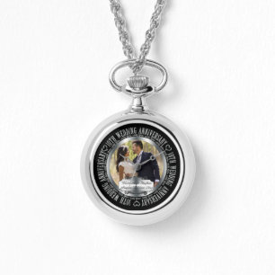 Elegante 10e bruiloft Jubileum foto namen Horloge