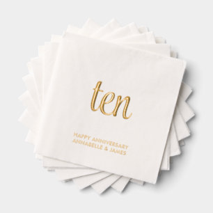 Elegante 10e bruiloft Jubileum Gold Foil servetten