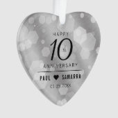 Elegante 10e Tin Bruiloft Jubileum Acryl Ornament (voorkant)