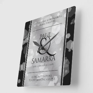 Elegante 10e Tin Bruiloft Jubileum Acryl Vierkante Klok