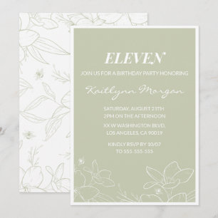 Elegante 11e verjaardagsuitnodigingen Modern bloem Kaart