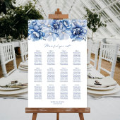 Elegante 12 Tafel Blauw Bloemen Trouwstoel Grafiek Poster