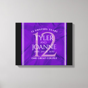 Elegante 12e Zijden Huwelijksjubileum Viering Canvas Afdruk