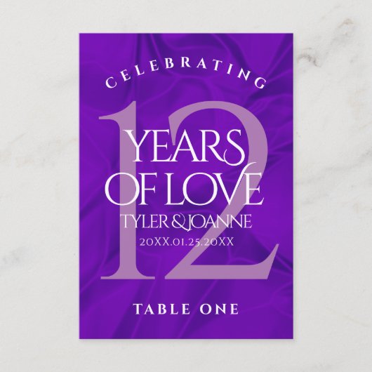 Elégante 12ème Mariage de soie Anniversaire carte  (Devant)