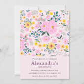 Elegante 13e verjaardag uitnodigingen Pink Floral (Voorkant)