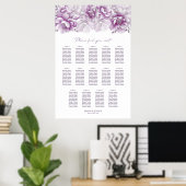 Elegante 14 Tafel Roze Bloemen Trouwstoel Grafiek Poster (Thuiskantoor)