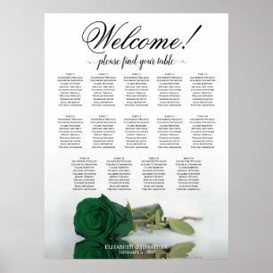 Elegante 14 tafel smaragd groen Roos zitschema Poster