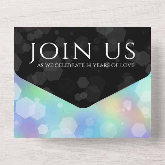 Elegante 14e Opaal Bruiloftjubileum Viering All In One Uitnodiging (Achterkant)