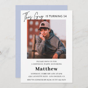 Elegante 14e verjaardag uitnodigingen Boy Photo