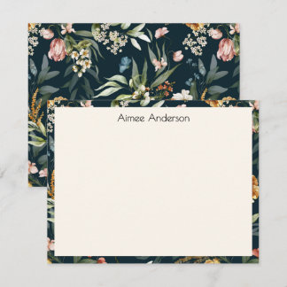 Elegante 1600s Nederlandse Vintage Bloemmotief Fra Notitiekaartje
