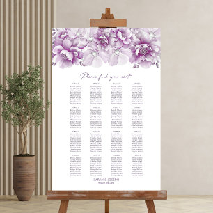 Elegante 16 Tafel Roze Bloem Bruiloftstoelindeling Poster