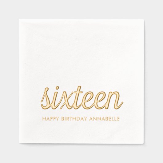 Elegante 16e verjaardag moderne gouden folie serve folie servetten (Voorkant)