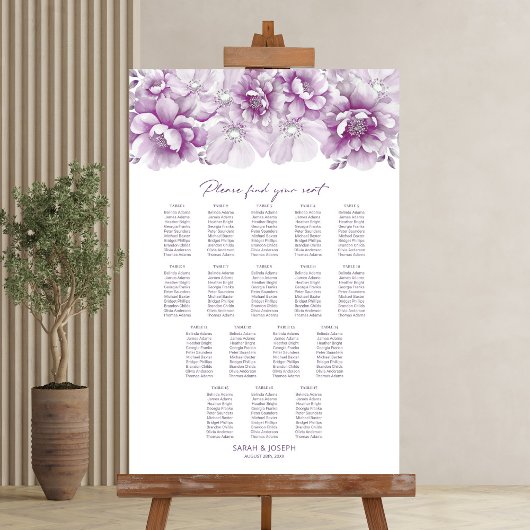 Elegante 17 Tafel Roze Bloemen Trouwstoel Grafiek Poster