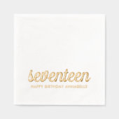 Elegante 17e verjaardag moderne gouden folie serve folie servetten (Voorkant)