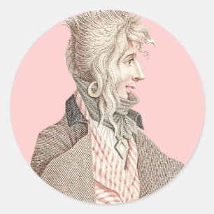 Elegante 18e eeuwse Fransman met lang haar Ronde Sticker