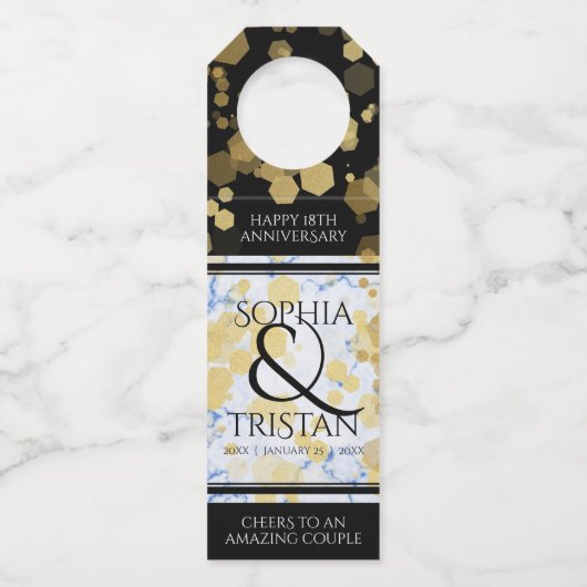 Elegante 18e Porseleinen Huwelijksverjaardag Flessenhanger (Voorkant)