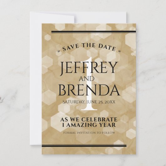 Elegante 1e papieren huwelijksverjaardagviering save the date (Voorkant)