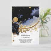 Elegante 1e verjaardag uitnodiging (Staand voorkant)