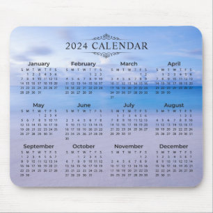 Elegante 2024 Kalender Strand Achtergrond Mousep Muismat