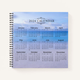 Elegante 2024 Kalender Strand Achtergrond NOTITI Notitieboek