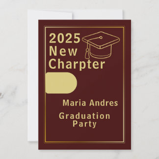 Elegante 2025 diploma-uitnodiging bordeauxrood & g kaart
