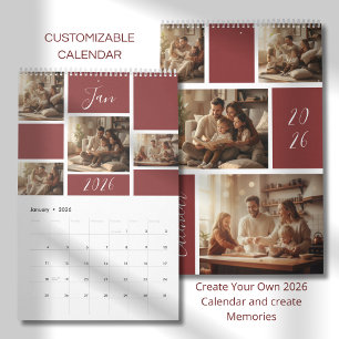Elegante 2026 gezinsfotokalender kalender